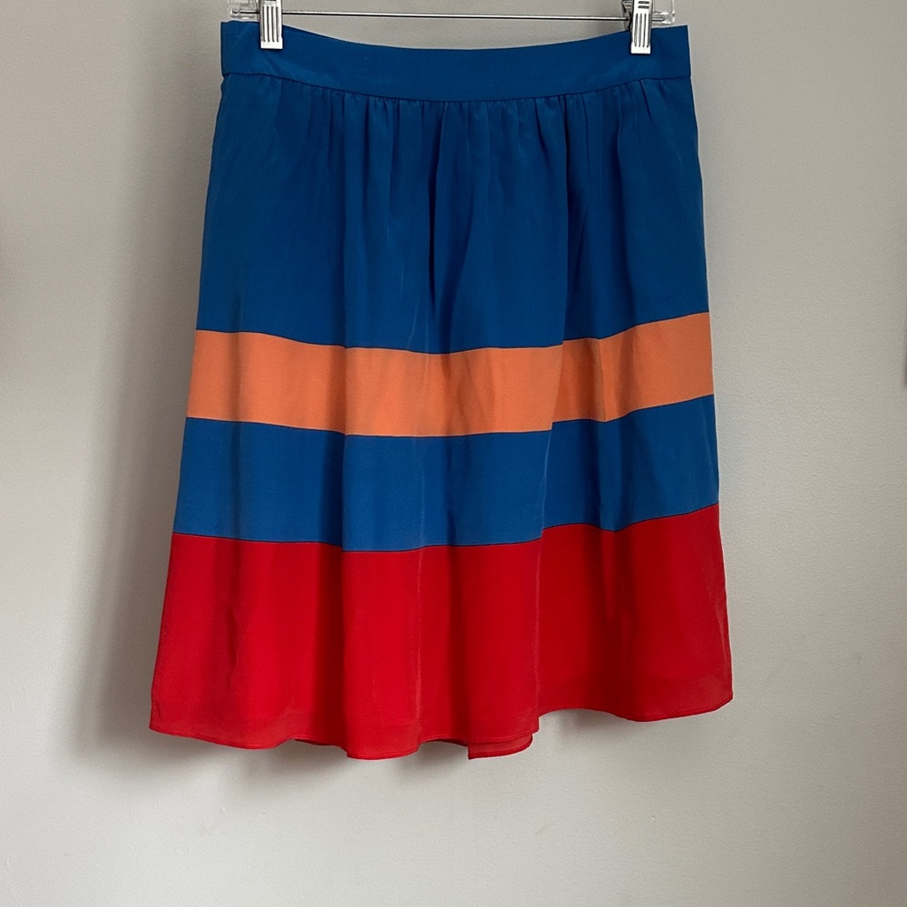J. Crew A-Line Skirt in Blue, Orange, and Red